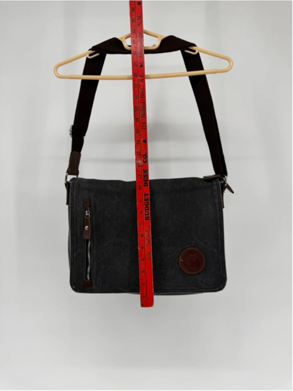 Augur Strauss & Co Gray Messenger Bag One Size with Brown Accents